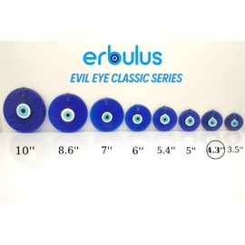Erbulus Erbulus 4.3" Glass Blue Evil Eye Wall Hanging Ornament - Evil Eye Decor - Turkish Handmade Nazar Amulet - Home Protection Charm - Evil Eye Wall Decor Amulet in a Box