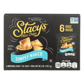 UD_Stacey's Healthy Snacks Case of 72 Simply Naked 1 Oz Pita Chips Spicy Millet and Corn Baked Halal Certified Soft Texture