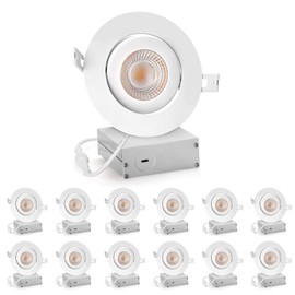 4 Inch Led Recessed lights Ultra-Thin Adjustable Eyeball Gimbal LED Recessed Lighting with Junction Box 9 Watts 750Lm Dimmable ceiling light ETL Listed (2700K/3000K/3500K/4000K/5000K Option 12Pack)