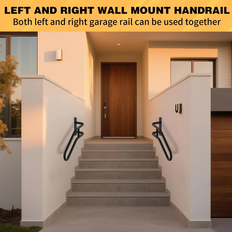 Right Side Wall Mounted handrail, Garge Door Stair Railing for