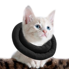 OHCOZZY Cat Cone with Adjustable Neck, Soft Cat Recovery Collar for Anti Lick, After Surgery Pet Protective Collar (L, Black)