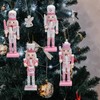 Falafoty 4 Pcs Pink Christmas Nutcrackers Wooden Nutcracker Soldier Figures