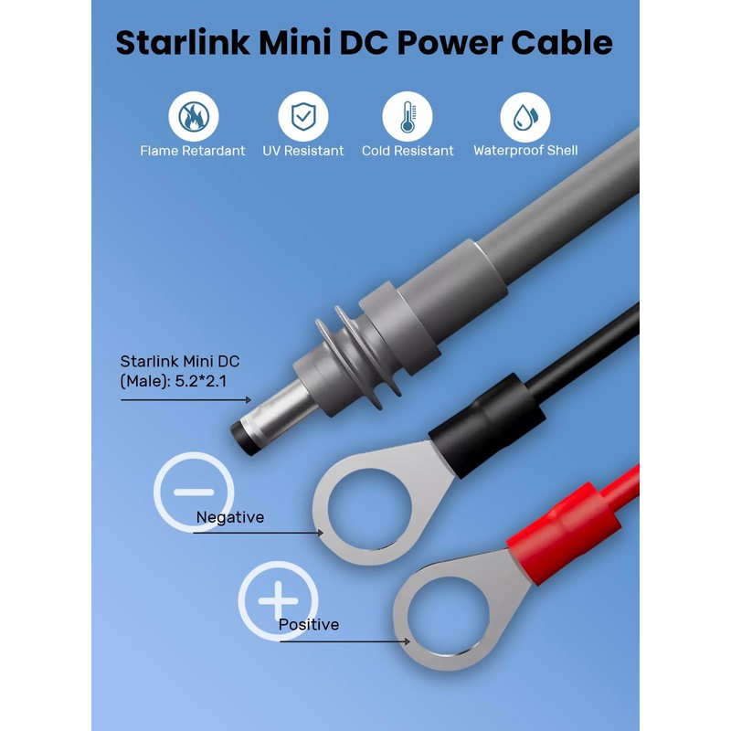 SegurVelo Starlink Mini O Ring to DC Connecters Extension Cable,