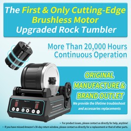 KomeStone K1 Pro Professional Cutting-Edge Brushless Motor Advanced Rock Tumbler Polisher Kit, Extra Large 2.5Lb Barrel with 3-Speed Motor 9-Day Timer, 6 Belts, Rough Gemstones, 4 Polishing Grits etc.