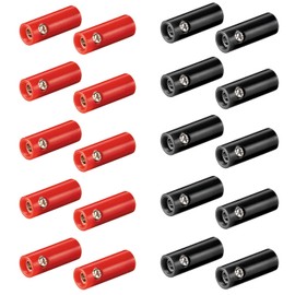 10 x Banana Socket Set, 4 mm, with Screw Cap, for Speaker Cable, AV Receiver Amplifier, Socket Coupling, Banana, Banana Speaker, Boxes, Audio HiFi Cable, Red and Black, Pack of 10