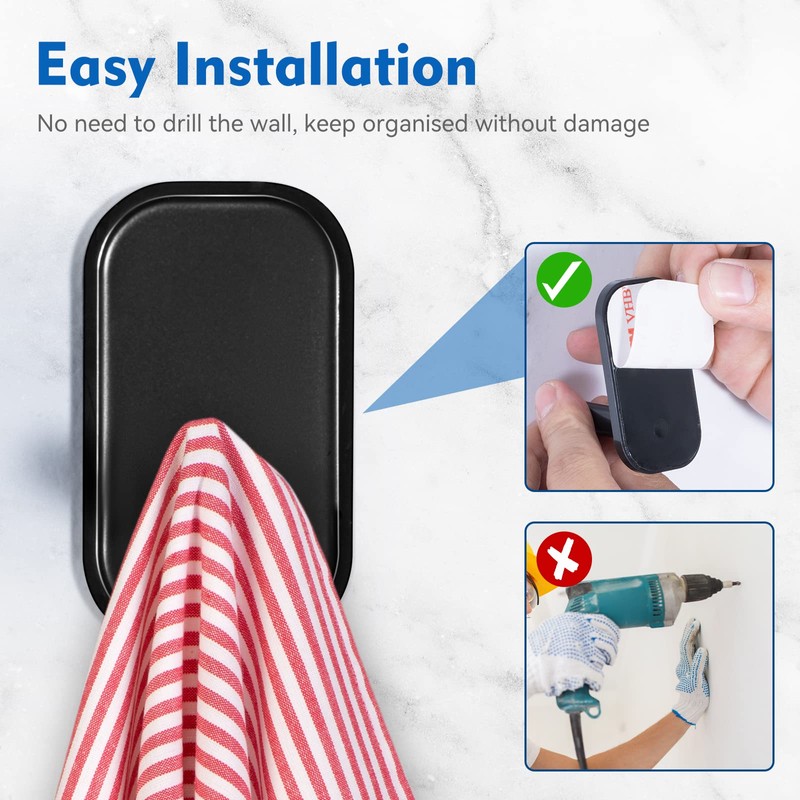 INNÔPLUS 6 Pieces Adhesive Hooks,Hat Hooks, Self Adhesive Wall Hooks,Towel