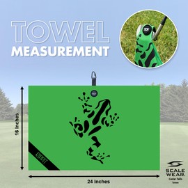 Scale Wear Design Rippit Magnetic Waffle Golf Towel – Large 16"x24" Microfiber Golf Club Ball Magnet Clip to Hang on Bag Cart Strong Premium Strength Ultra Absorbent Gear Men Gift (Rippit Green)