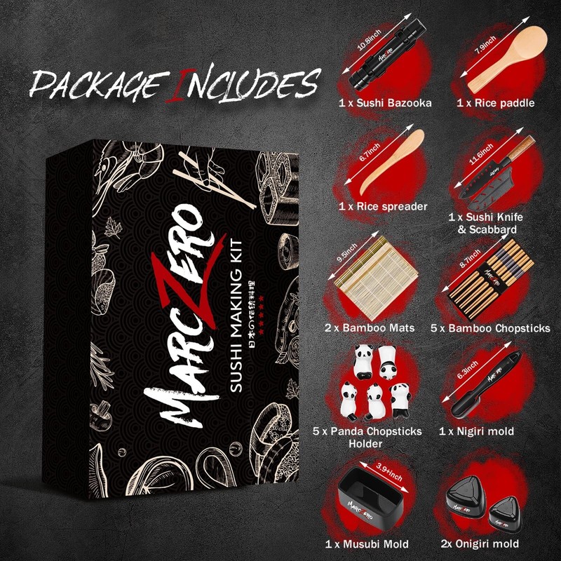 MarcZero Sushi Making Kit, 22 in 1 Bazooka Roller With