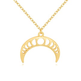 SENFAI Moon Phases Pendant Necklace Celestial Jewelry Boho Style Horn Gift for Her Best Friend (Gold)