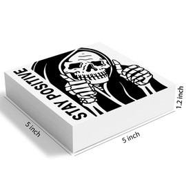 Woght Inspirational Skeleton Man Wooden Box Sign Plaque Stay Positive White Wood Box Sign Rustic Art Home Office Shelf Desk Decor 5 x 5 x 1.2 Inches