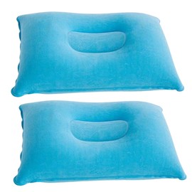 EIHI Pack of 2 38 x 24 cm Inflatable Outdoor Cushion Travel Pillow Beach Cushion for Camping Travel with Removable Cushion Cover Ergonomic Cushion Comfortable for Travel/Outdoor Sky Blue