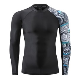 HUGE SPORTS Men's Splice UV Sun Protection UPF 50+ Skins Rash Guard (3XL, Snake Scale)