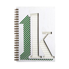 COLLECTIVE HOME - Monogram Notebook, Wood Cover College Ruled Notebook, Daily Planner, 100 Lined Pages Perfect for Writing, Travel Diary and Notebook for Men and Women,Graduation Gifts (K)