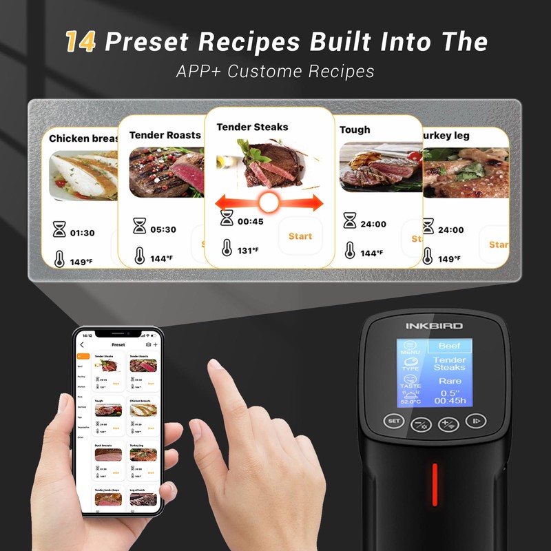 Inkbird WIFI Sous Vide Machine ISV-100W, 1000 Watts Sous-Vide Cooker