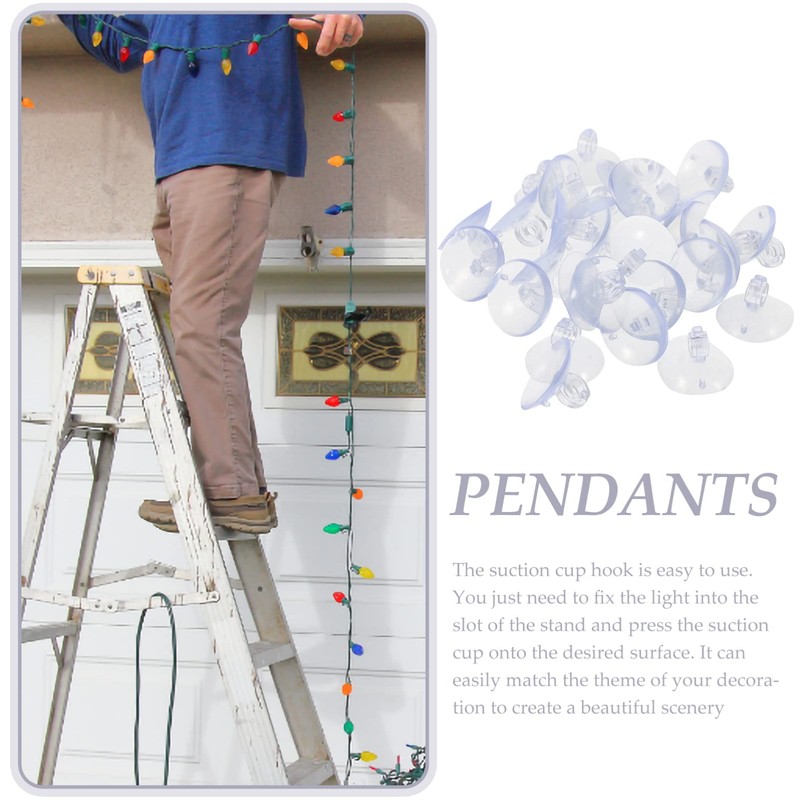 COHEALI 200pcs Sucker Design Lights Hanger Hooks Outdoor String Lights