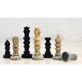 StonKraft - Natural Stone Chess Pieces Chessmen Chess Coins (3" King) | Chess Accessories | Board Games