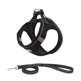 Suredoo Dog Harness with Lead, Anti-Pull Harness, Reflective Chest Harness for Small Dogs, Pets, Puppies, Cats (Black, M)