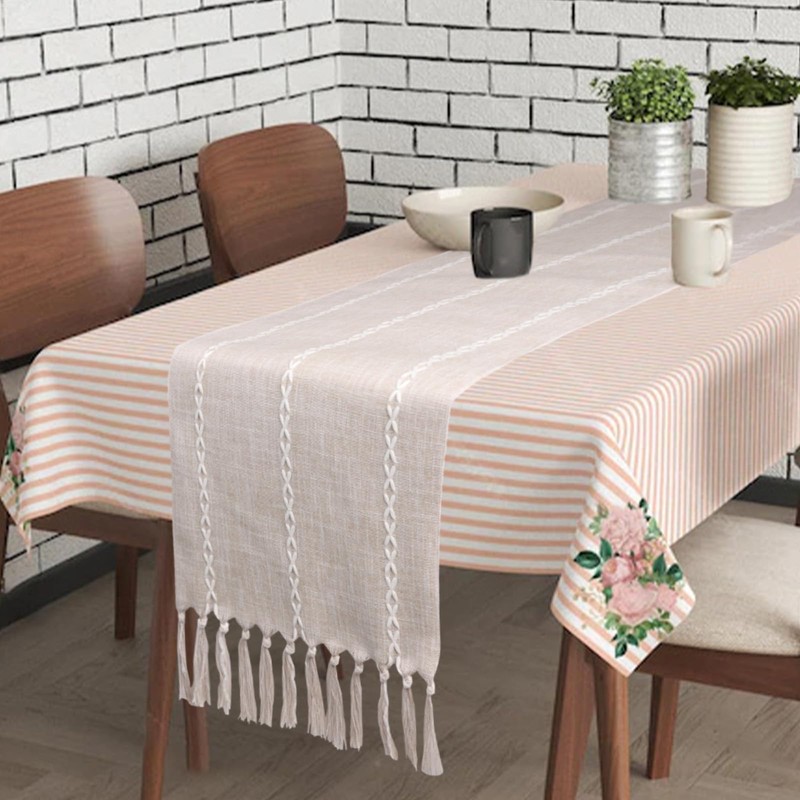 Cotton Linen Table Runner, Table Runner Rustic Style Table Runner
