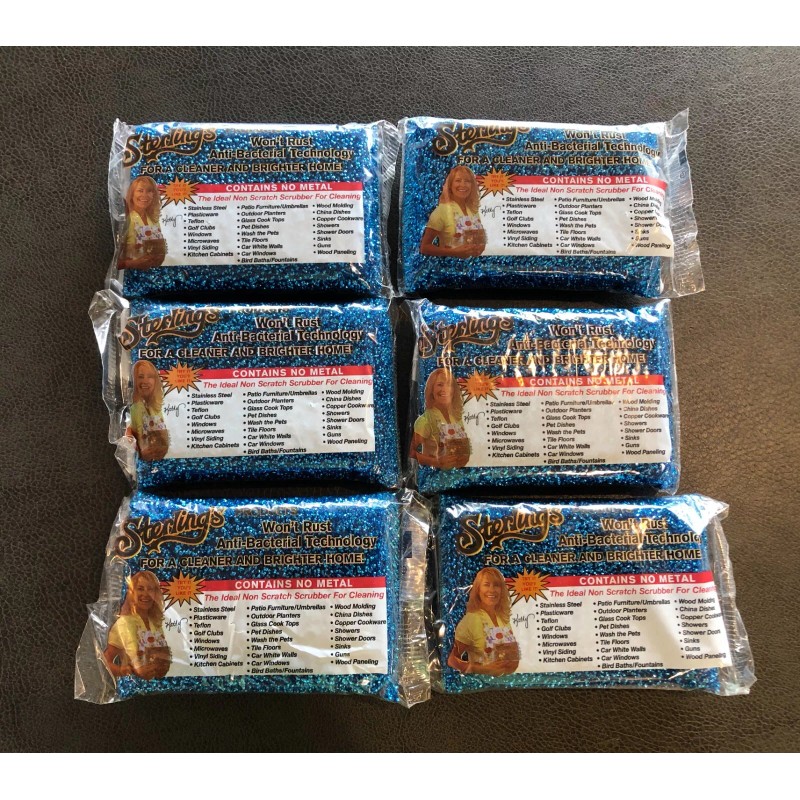 Sterling Set of 6 BLUE Sterling Non Scratch Scrubbers Sterling's
