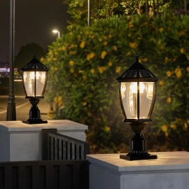 2-pack 2.5W Outdoor Lamp Waterproof Solar Post Light for Gate Porch GardenBattery Capacity: 2000mah, Shade Color: Black, Lamp Power(W): 2.5