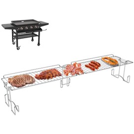 DcYourHome Griddle Warming Rack Compatible with 36" Blackstone Griddles(Not for Pro-Series),Adjustable Stainless Steel Rack for Blackstone Griddle Stand 36 Inch Accessories,One-Step Clip On Attachment