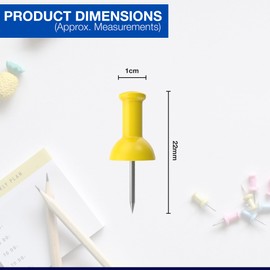 100 Multi Coloured Push Pins - Drawing Pins With Storage Box, Thumb Tacks For Cork, Pinboard, Maps, Notice and Bulletin Boards, Map Pins, Home Office, Craft Projects