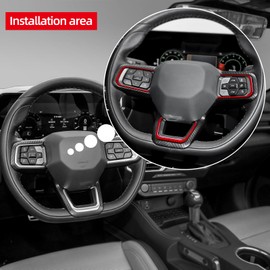 BETTERHUMZ Car Steering Wheel Button Frame Trim for Ford Mustang 2024 2025