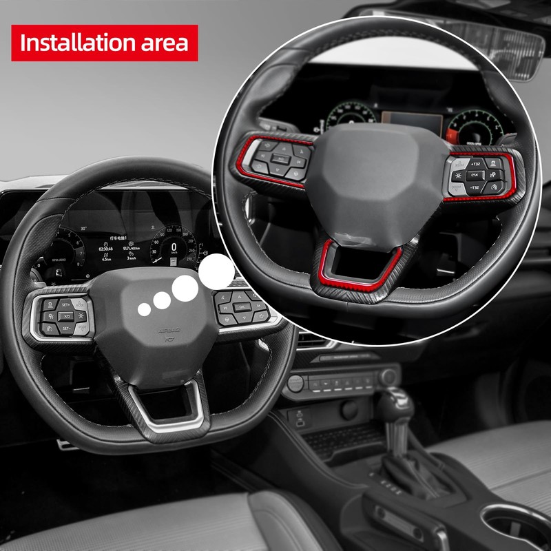 BETTERHUMZ Car Steering Wheel Button Frame Trim for Ford Mustang