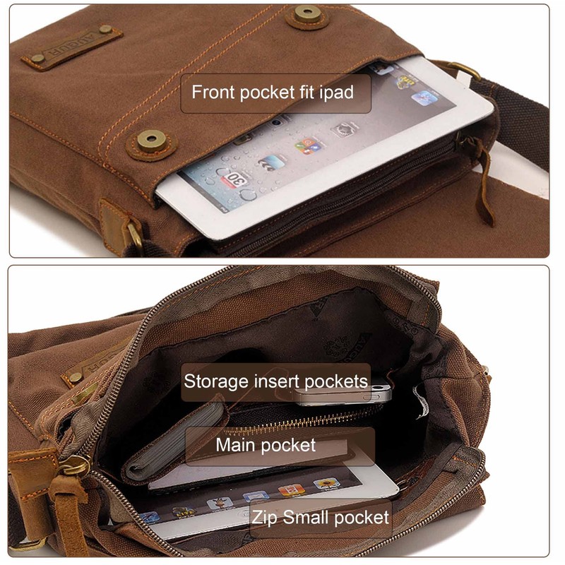 Small Messenger Bag Unisex Vintage Canvas Shoulder Bag Casual Travel