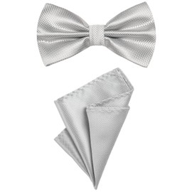 DonDon Men's Adjustable Bow Tie and Pocket Square -