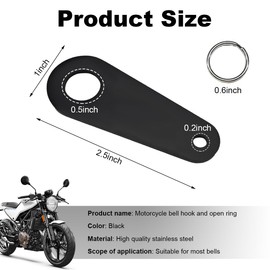 KVAEY Motorcycle Bell Hanger, Good Luck Riding Motor Hanger with Split Ring, Metal Biker Bell Hanger Fits for Most Bells (Black, Style B)