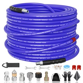 SITIMIMIL® Sewer Jetter Kit for Pressure Washer 50FT, 5800PSI Sewer Jetter Hose Kink-Free with 4 Nozzles, 1/4 Inch NPT Hose for Plumbers/Contractors/DIYers Drain Cleaning