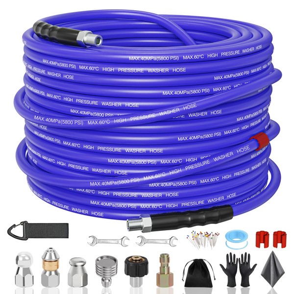 SITIMIMIL® Sewer Jetter Kit for Pressure Washer 50FT, 5800PSI Sewer