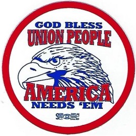 Unbranded 3 "GOD BLESS UNION PEOPLE, AMERICA NEEDS 'EM"  HARD HAT STICKERS. UNION MADE USA