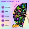 EOSAU UV Glow Large Rave Fan Folding Hand Fans for