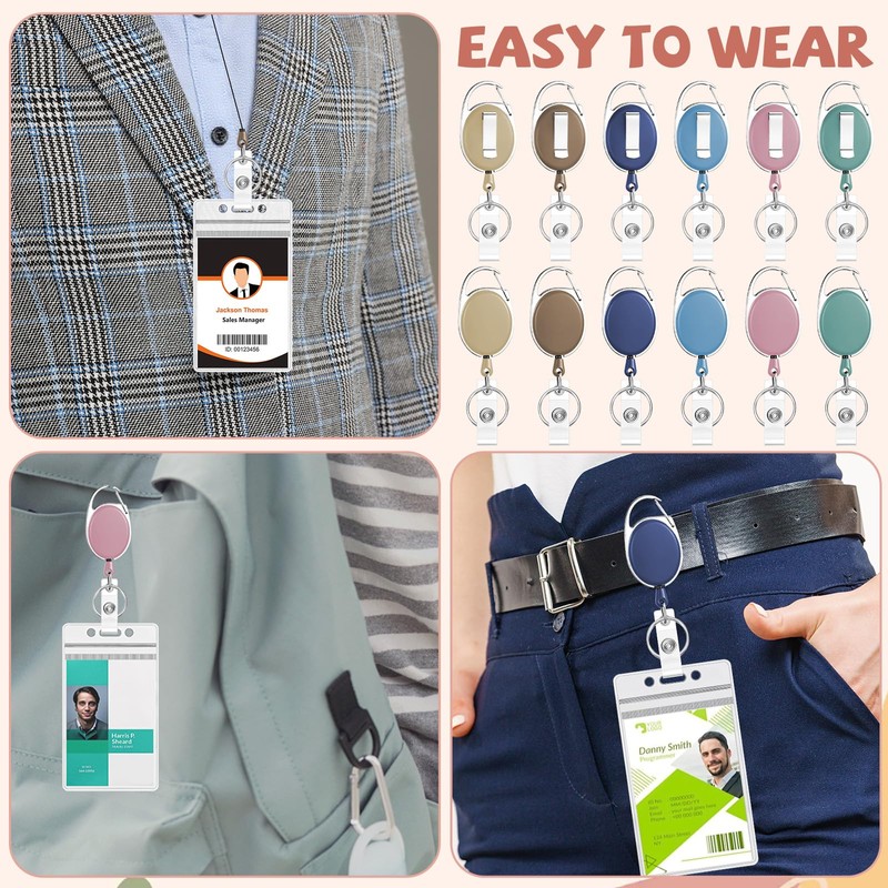 6 Color 60 Pcs Retractable Badge Holder Reel with Bulk