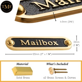 Mailbox Brass Door Sign. Traditional Style Home Décor Wall Plaque Handmade By The Metal Foundry UK.