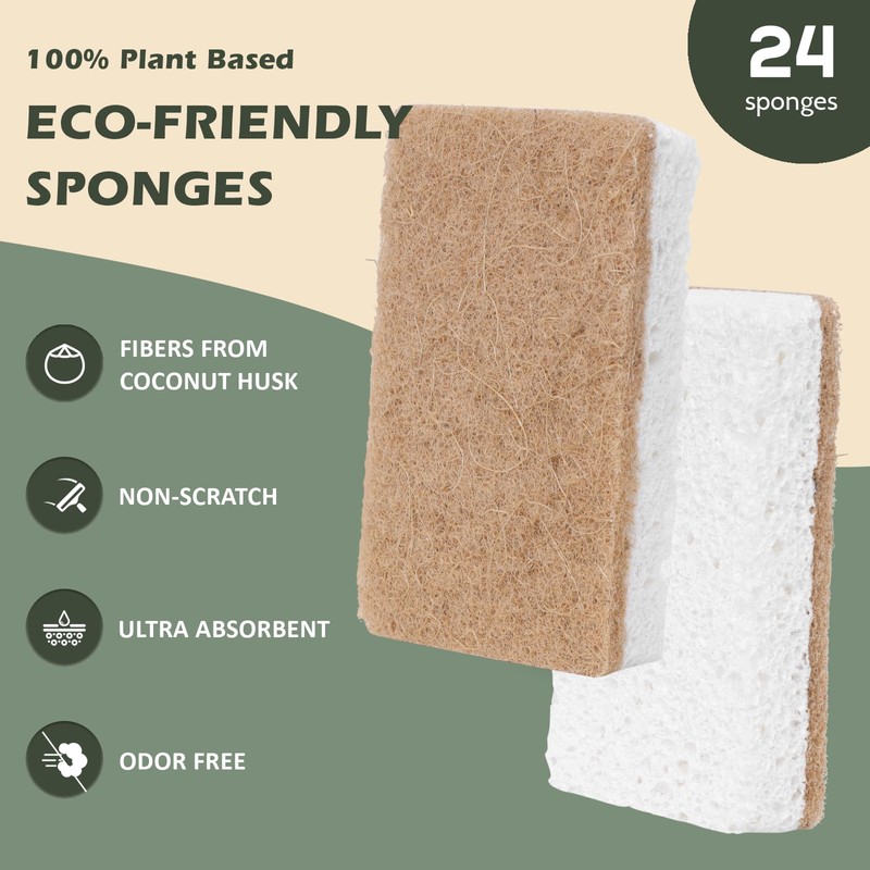Isshah Plant-Based Kitchen Sponges - Natural, Eco-Friendly, Biodegradable Sisal Hemp