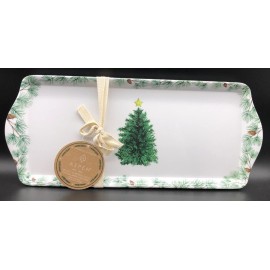Aspen Melamine HOLIDAY WINTER PINE FOREST 15 x 6.5 Sandwich Tray (Set of 2) NEW