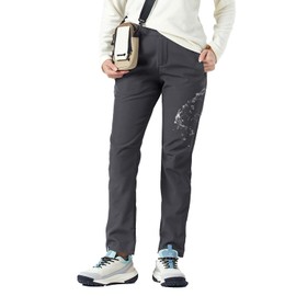 tectop Women's Fleece Lined Winter Hiking Pants Waterproof Softshell Slim with Pockets Outdoor Camping for Autumn and Winter Trekking Travel Warm PW7610-W Gray- 2XL