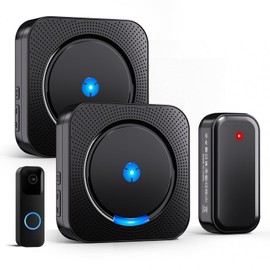 Besimlive Wireless Signal Forwarding for Blink Video Doorbell 1 Transmitter + 2 Receivers Black