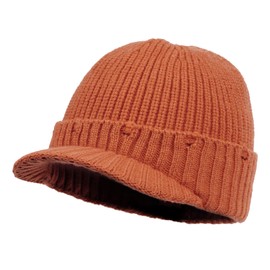 Croogo Knit Hat Winter Knit Hat with Brim Men's Women's Knitting Yarn, Thick, Thermal, Cold Protection, Small Effective Product, Large Size, Hat Watch, UV Cut, Unisex, For Spring, Autumn and Winter,