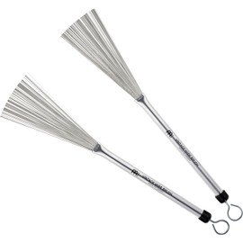 Meinl Stick & Brush Vintage Drum Brushes Pair, Light Metal Wires with Retractable Push/Pull Rod — Made in Canada — for Jazz and Acoustic Music (SB309)