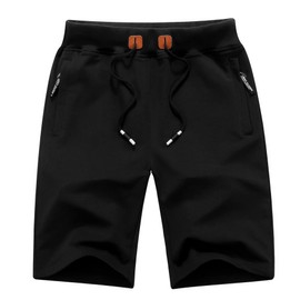 MO GOOD - Pantalones cortos casuales para hombre, para entrenamiento, cómodos, transpirables, grandes y altos, Negro -, 34-35