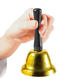 HXMJIED Metal Hand Bell (Gold),Santa Claus Jingle Hand Held Bell for Christmas,Tea Bell Dinner Hand Bell Ring,Hand held Loud Call Service Bell Alarm,Hand Held Bell for Service Counter Reception Dinner