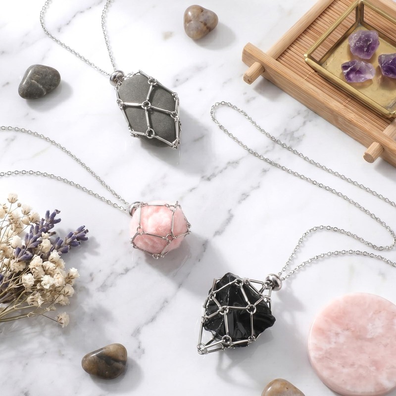 3 PCS Crystal Cage Necklace, Necklace Holder, Crystal Holder Cage,