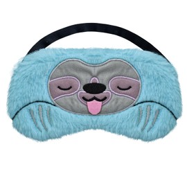 Cute Sloth Eye Mask for Sleeping, Ynaice Cartoon Animal Soft Fluffy Plush Blindfold Plush Sleep Mask Funny Blackout Novelty Eye Shade Cover for Girls Boys Women Men, Night Nap Travel,Blue