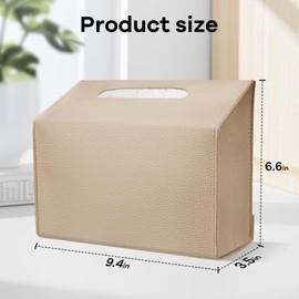 Disposable Hand Towel Box Cover Compatible with Kleenex Disposable Paper Hand Towels, Leather Tissue Box Cover Holder for Bathroom Holder (Khaki-2 Pack)