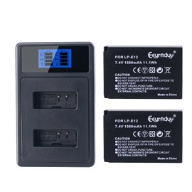 Eeyrnduy 2-Pack LP-E12 Batteries and Dual Battery Charger for Canon EOS-M, EOS M2, EOS M10, EOS M50, EOS M50 Mark II, EOS M200, EOS M100, EOS M200, SX70 HS, Rebel SL1 Digital Cameras 1500mAh