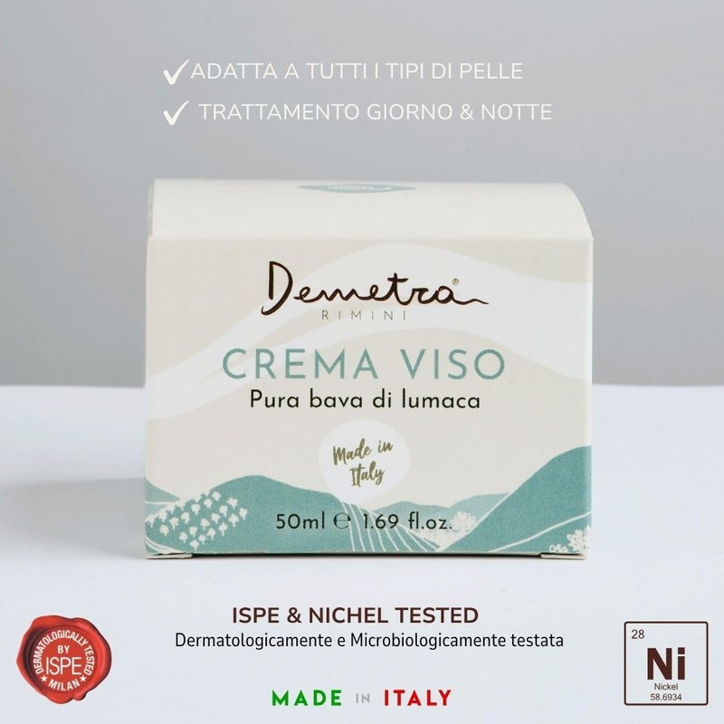 Demetra Regenerierende Gesichtscreme mit Schneckenschleim 85%, Hyaluronsäure, Bio-Schwarze Johannisbeere, Bio-Sheabutter,